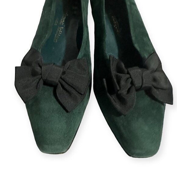 Stephane Kelian Vintage‎ Green Suede Pumps with Bow, Size 8 US, - Picture 12 of 13